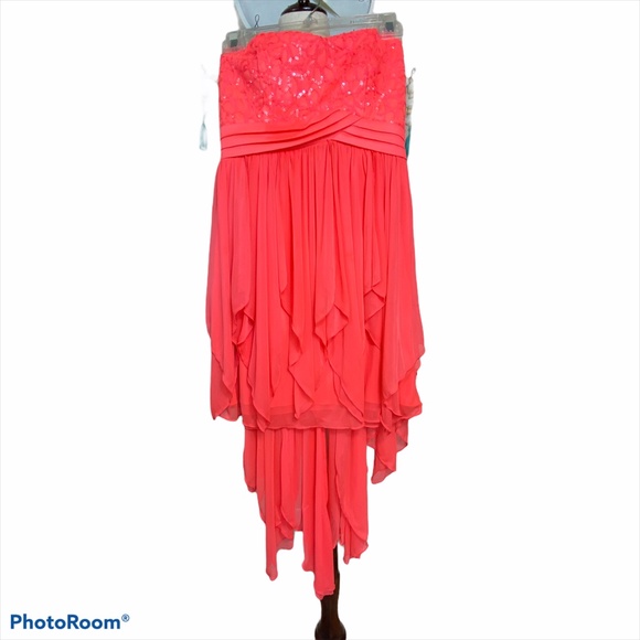 Coral flows dress with sequins by My Michelle EUC - Picture 1 of 6